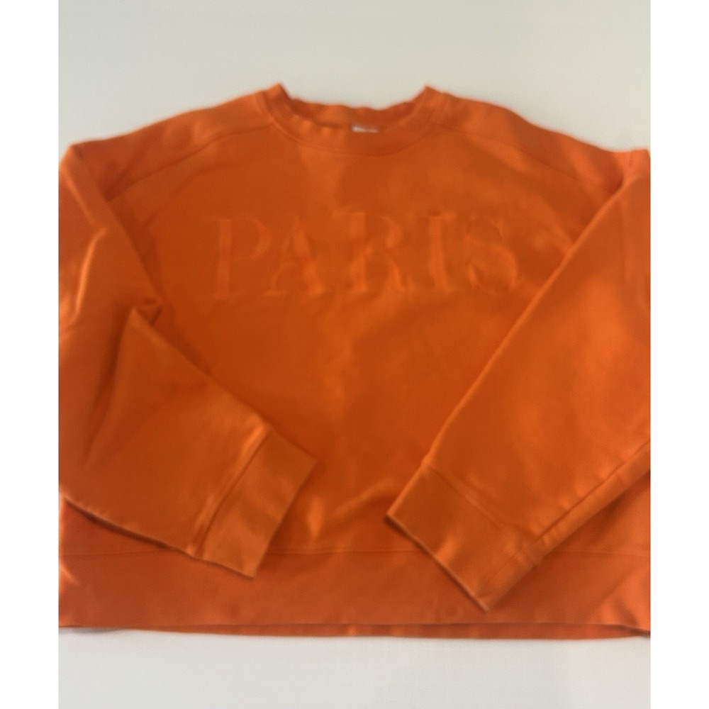 & Other Stories PARIS Oversized Sweatshirt Orange Embroidered Cotton US 6 EUR 38